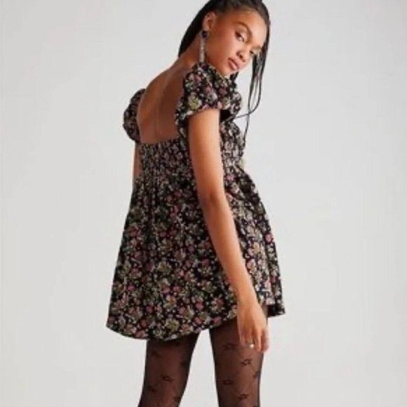 SOLD Free People Corduroy Floral Printed Tunic Babydoll Dress NWOT S… - Picture 2 of 15